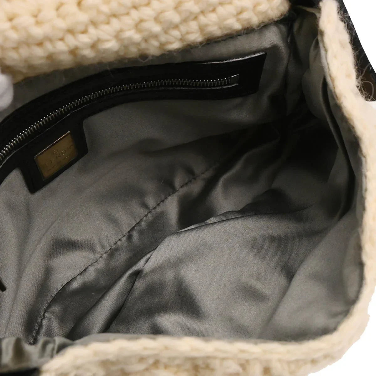 Fendi 1990s White Wool Baguette Handbag