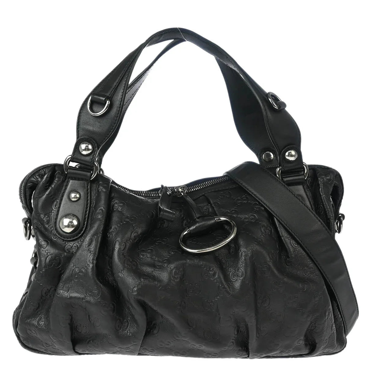 Gucci Black Leather 2way Shoulder Handbag