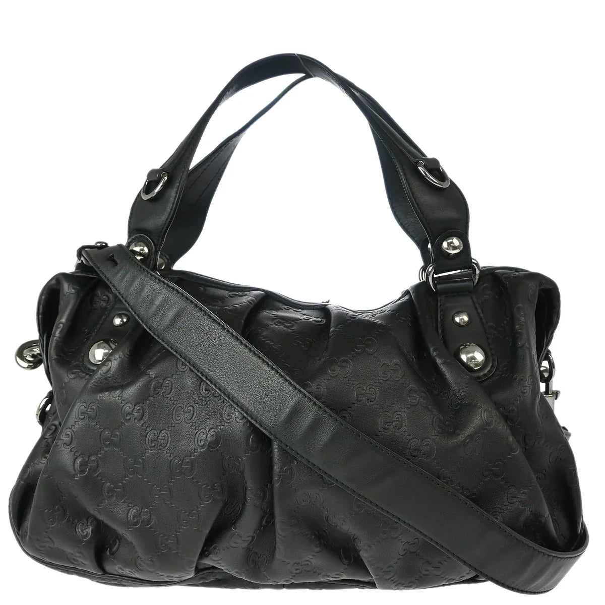 Gucci Black Leather 2way Shoulder Handbag