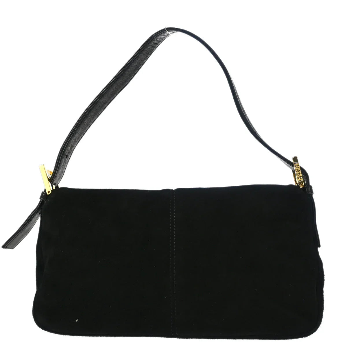 Fendi Black Suede Baguette Handbag