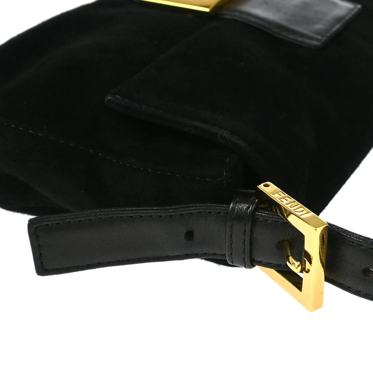 Fendi Black Suede Baguette Handbag