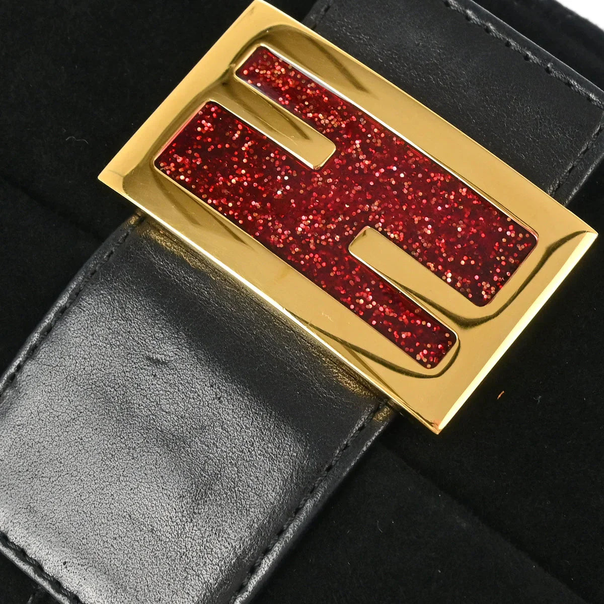 Fendi 2000 Black Suede Baguette Handbag