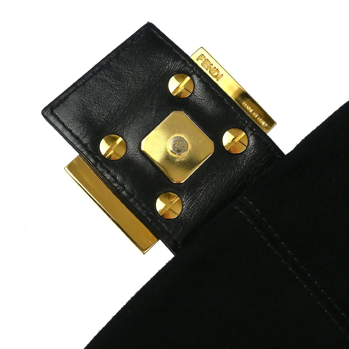 Fendi Black Suede Baguette Handbag