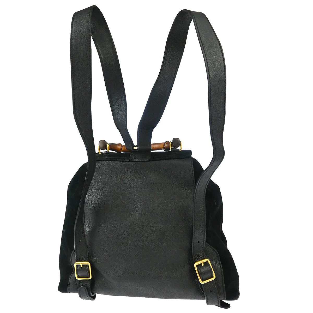Gucci 1970-1990s Suede Bamboo Backpack