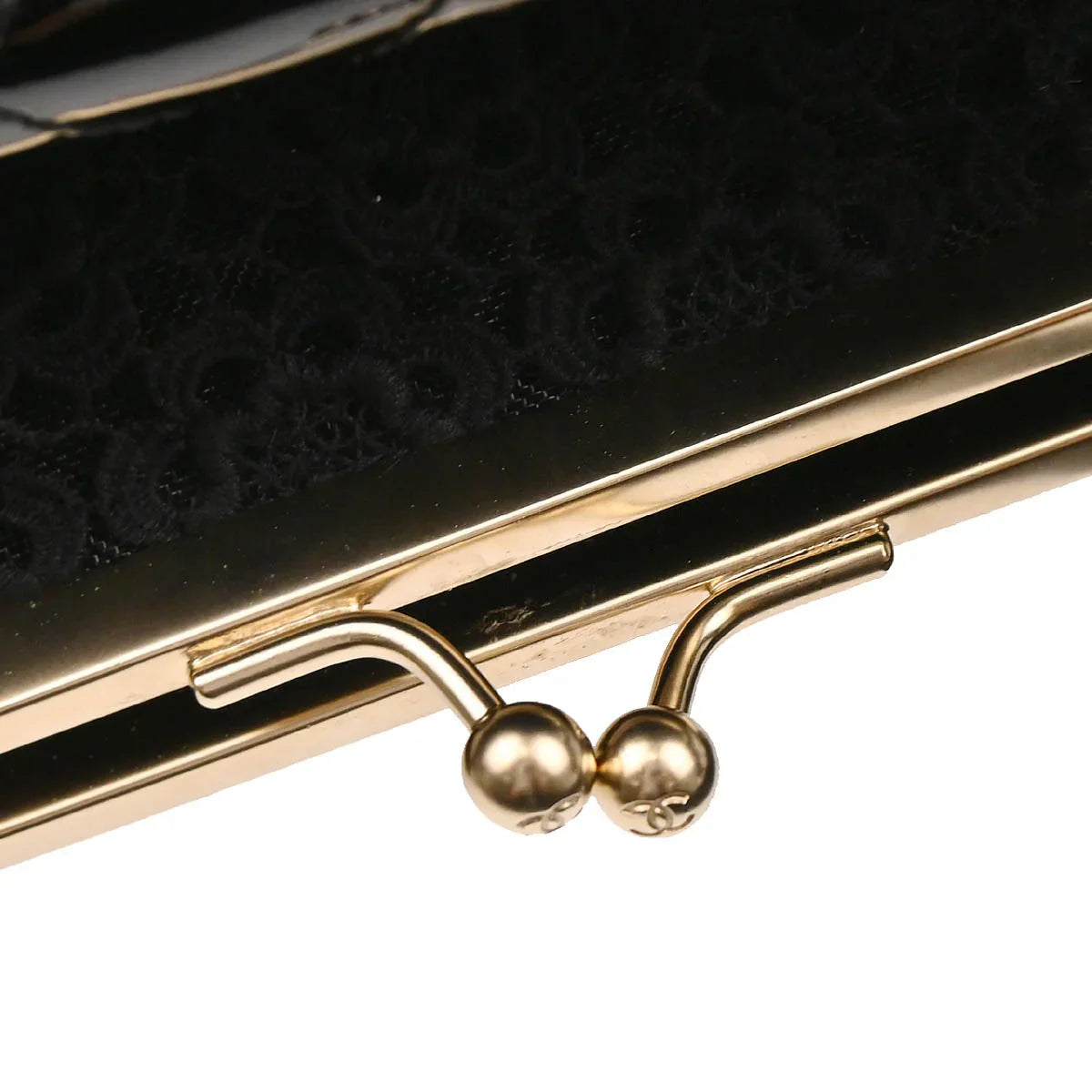 Chanel 2009-2010 Black Patent Leather Dentelle Twin Shoulder Bag