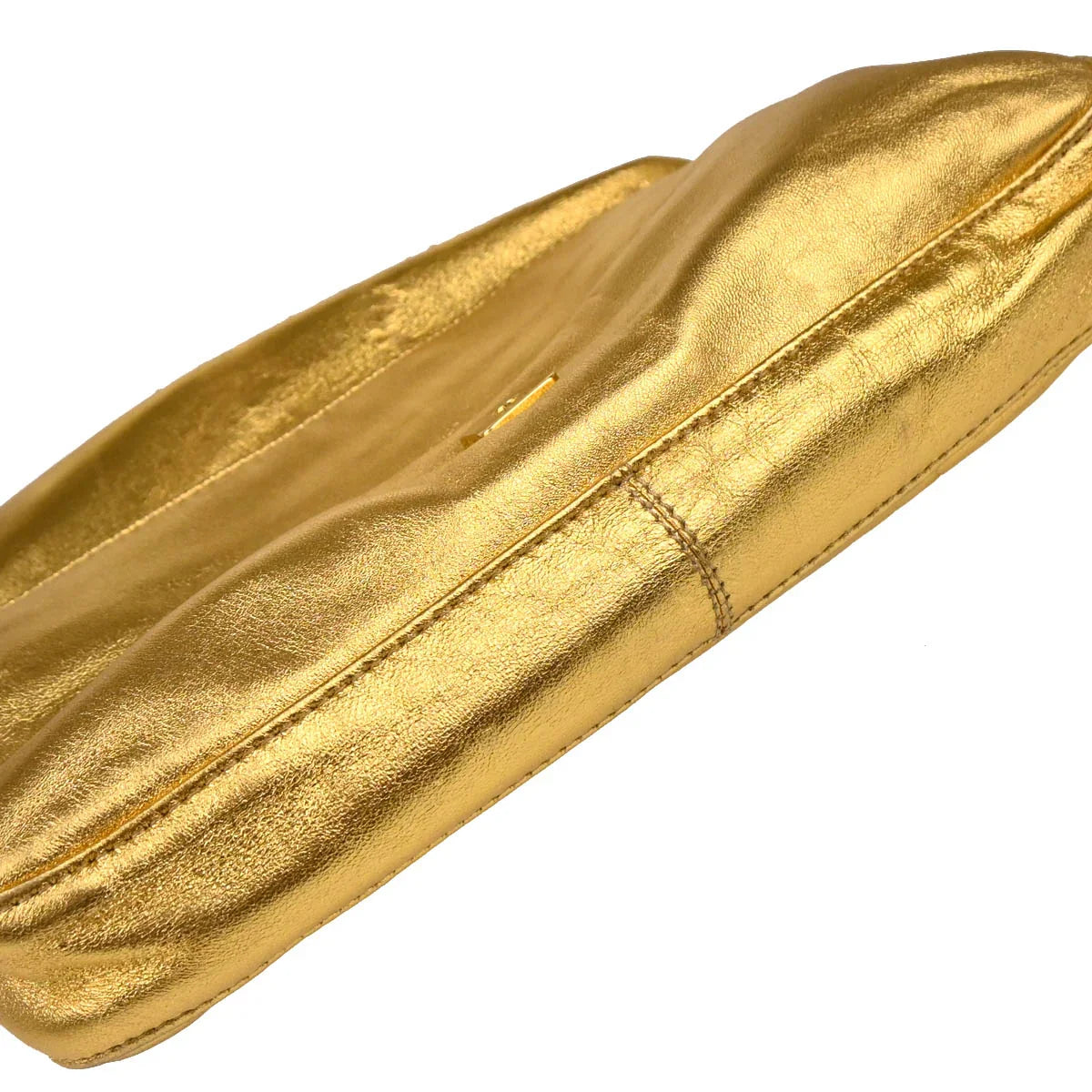 Fendi Metallic Gold Leather Baguette Handbag