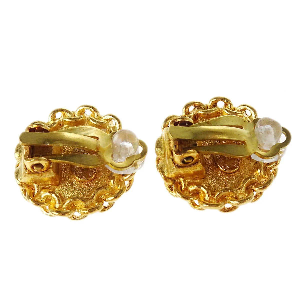 Chanel Button Earrings Clip-On Gold 95A