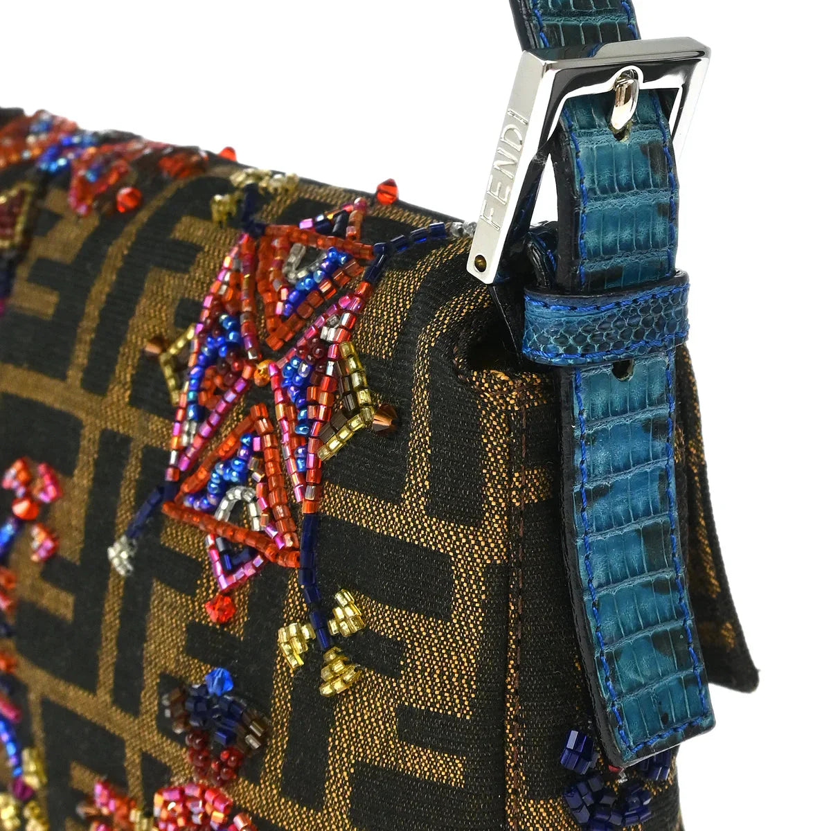 Fendi* 2000 Brown Crocodile Zucca Baguette Handbag