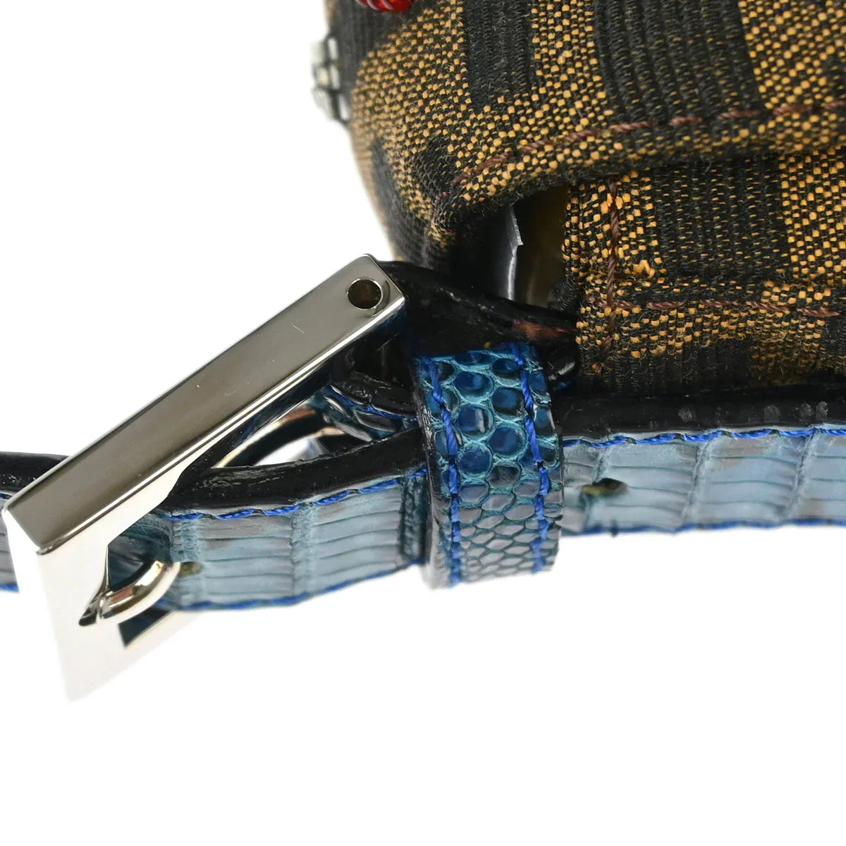 Fendi* 2000 Brown Crocodile Zucca Baguette Handbag