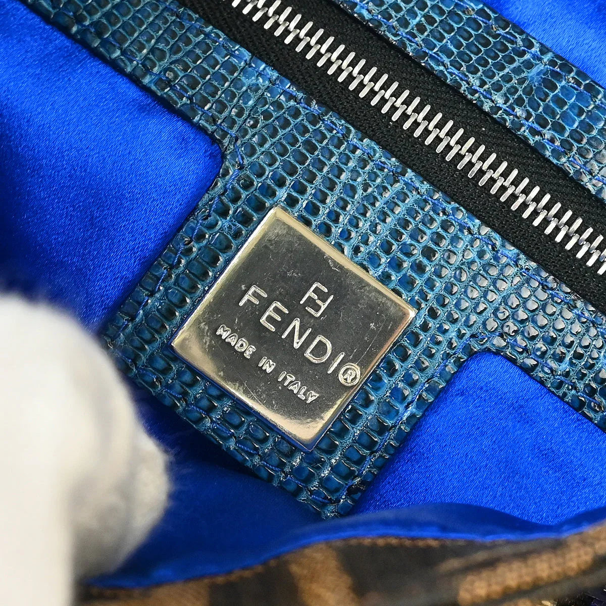 Fendi* 2000 Brown Crocodile Zucca Baguette Handbag