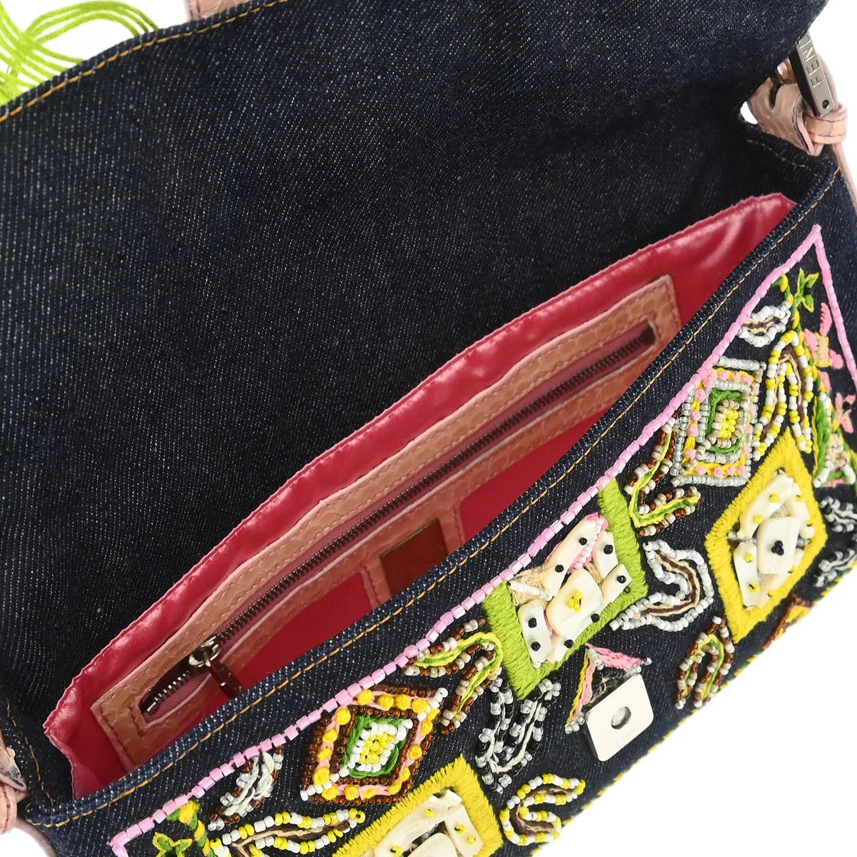 Fendi* 2000 Indigo Python Denim Baguette Handbag