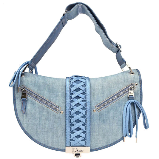 Christian Dior 2002 Light Blue Denim Admit It Handbag