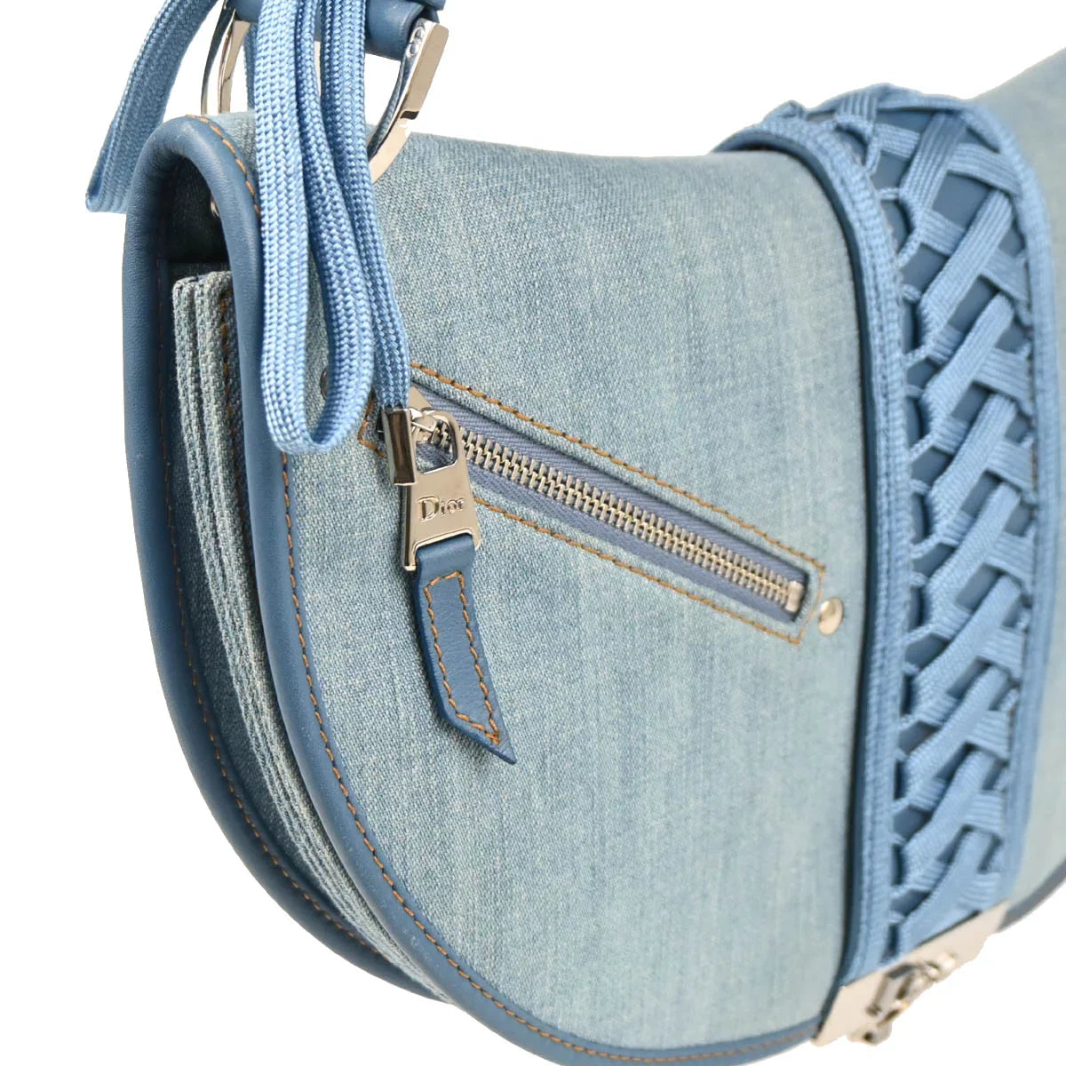 Christian Dior 2002 Light Blue Denim Admit It Handbag