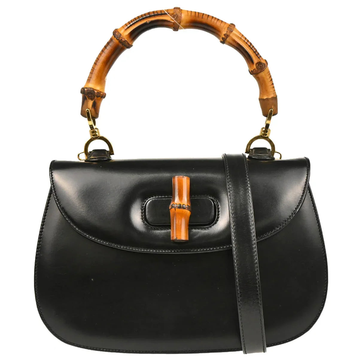 Gucci Black Bamboo 2way Shoulder Handbag