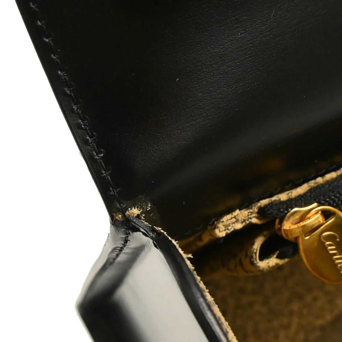 Cartier Black Leather Panthere 2way Shoulder Handbag