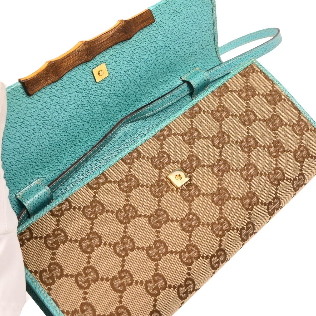 Gucci Brown Canvas Bamboo GG Shoulder Bag