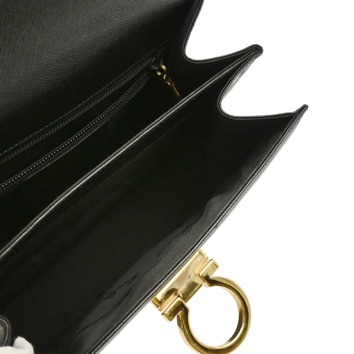 Salvatore Ferragamo Black Leather Gancini 2way Shoulder Handbag