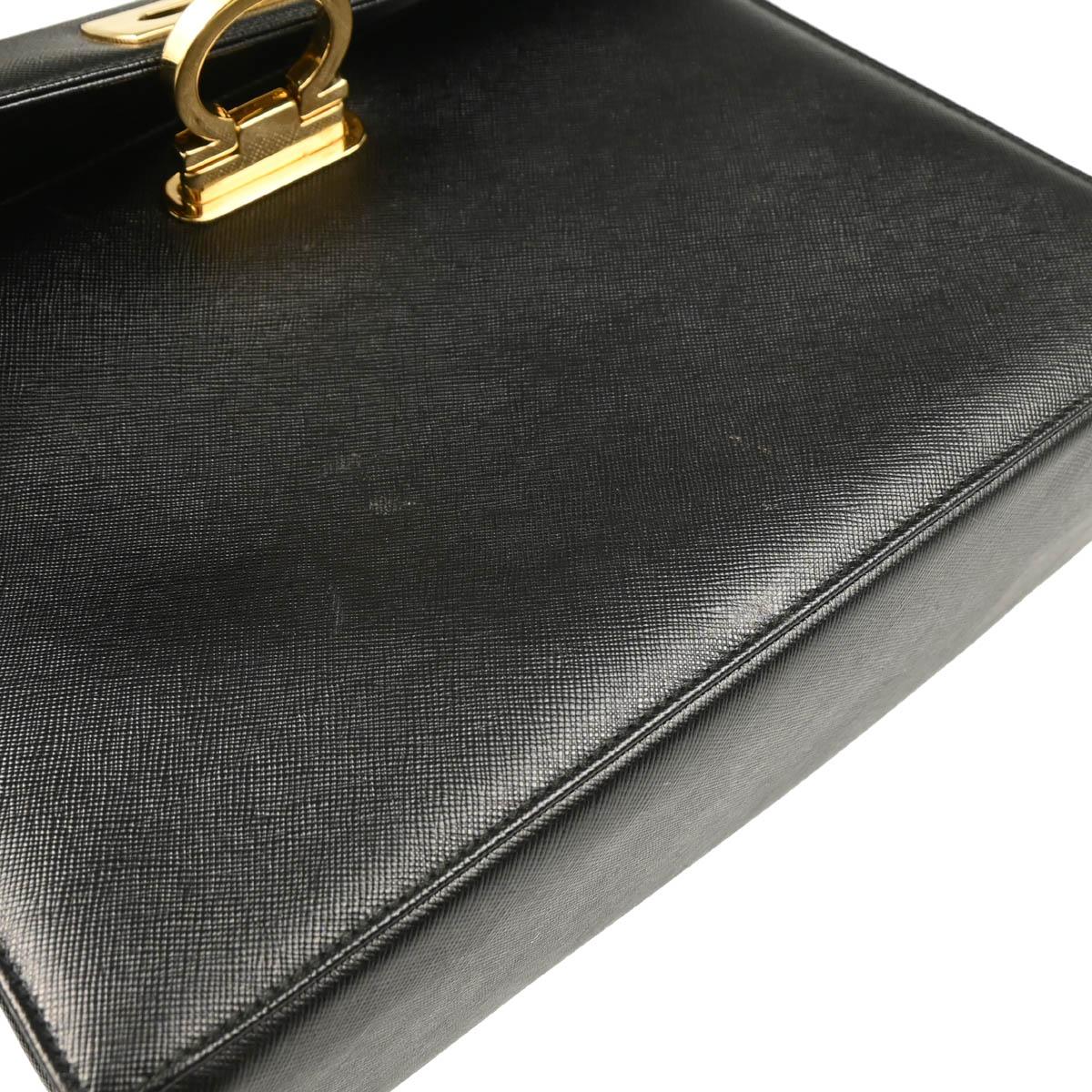 Salvatore Ferragamo Black Leather Gancini 2way Shoulder Handbag