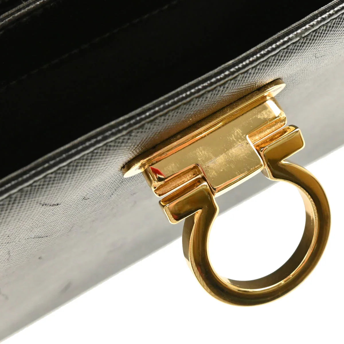 Salvatore Ferragamo Black Leather Gancini 2way Shoulder Handbag