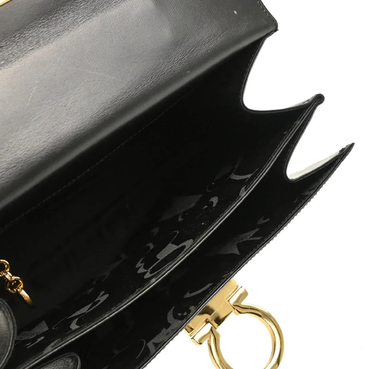 Salvatore Ferragamo Black Leather Gancini 2way Handbag