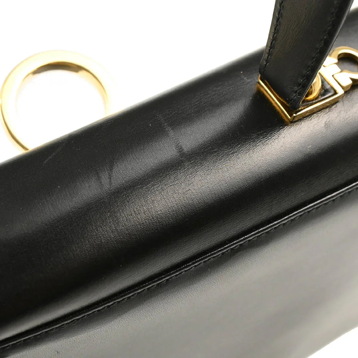 Salvatore Ferragamo Black Leather Gancini 2way Handbag