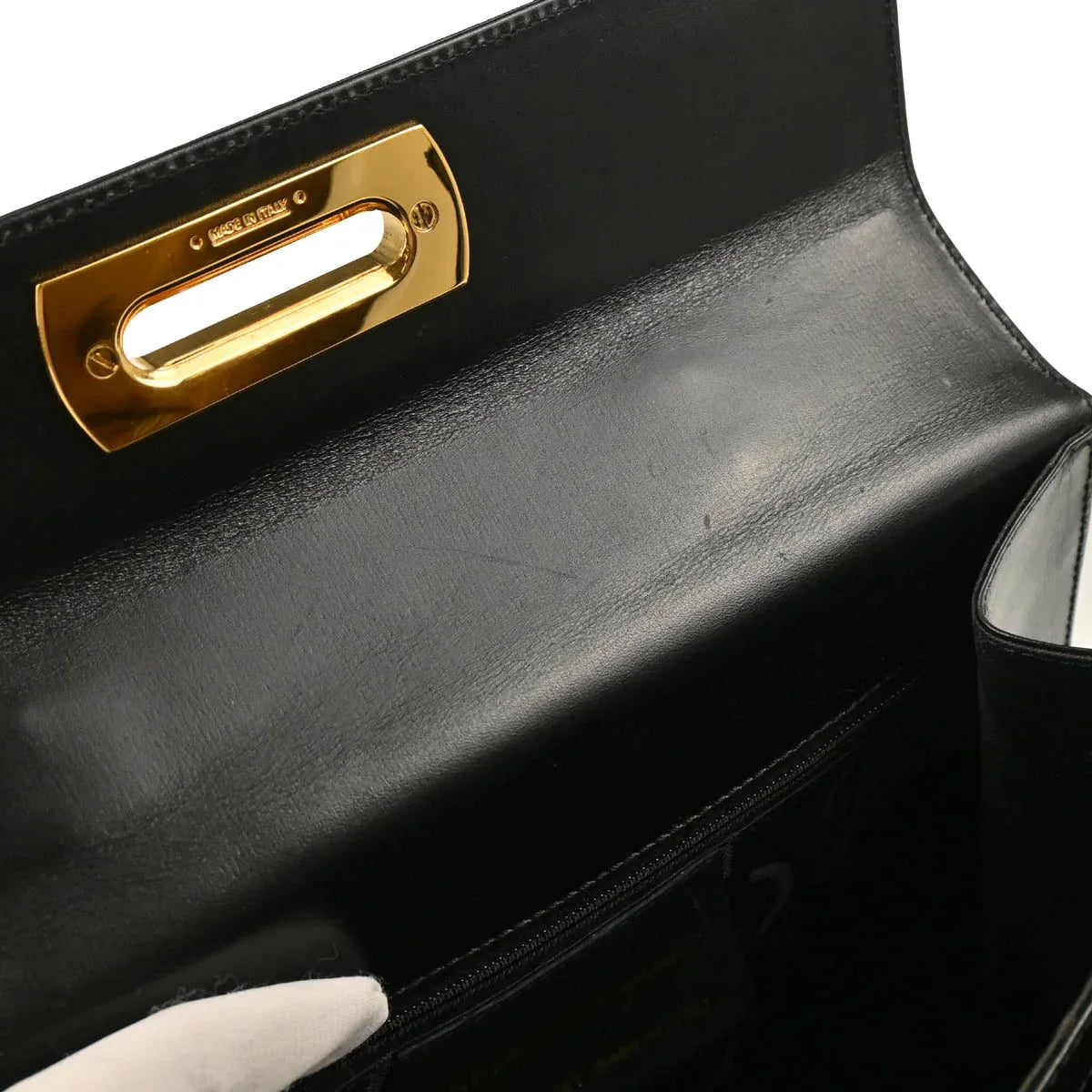 Salvatore Ferragamo Black Leather Gancini 2way Handbag