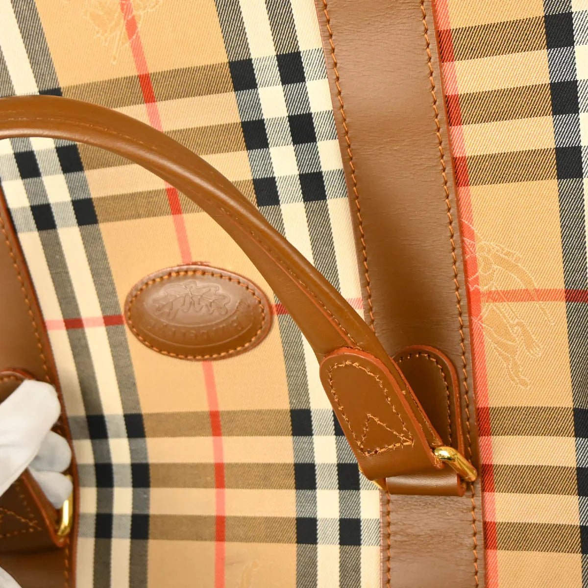 Burberrys Beige House Check Duffle Handbag