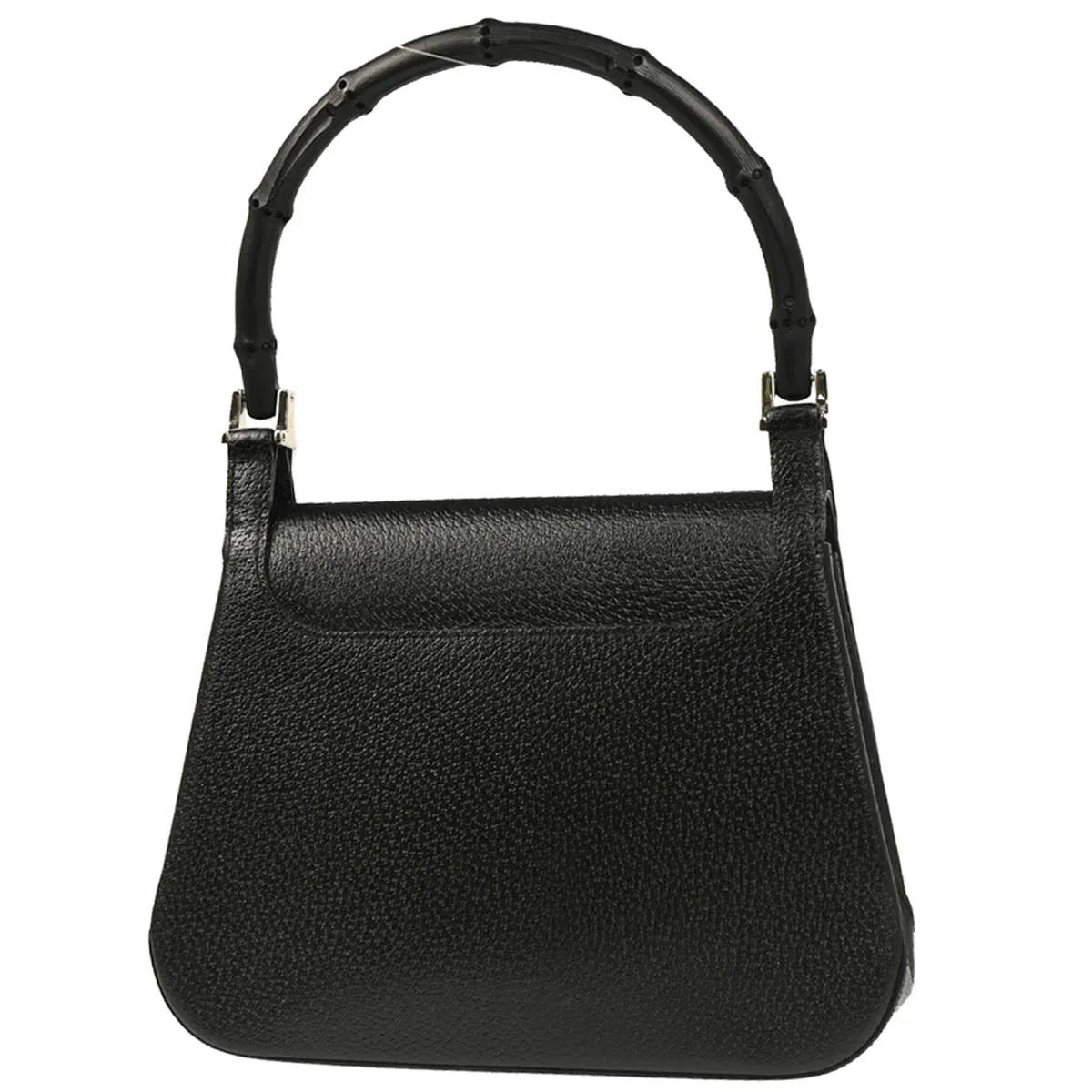 Gucci Black Leather Bamboo Handbag