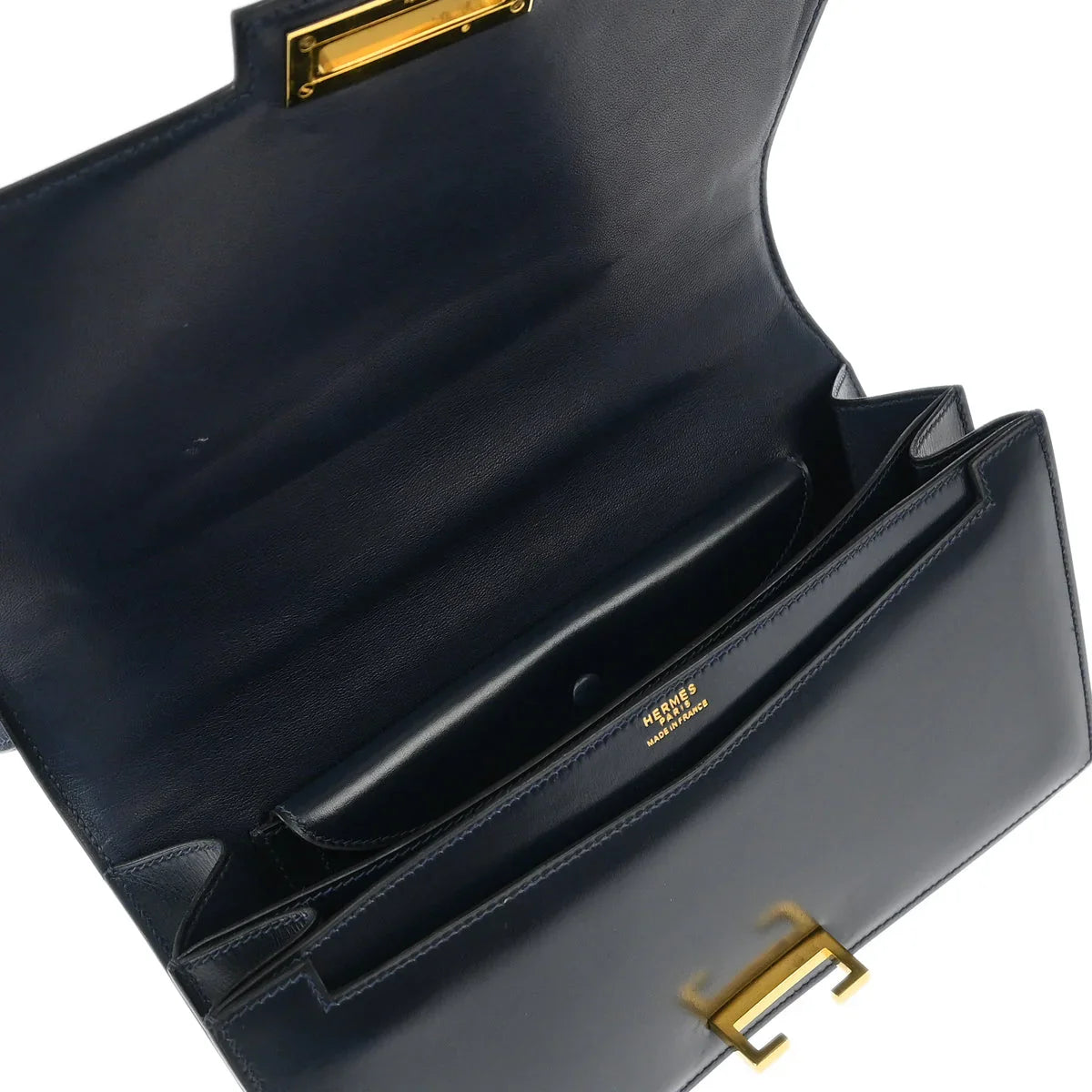 Hermes Blue Indigo Box Calf Olympie Shoulder Bag