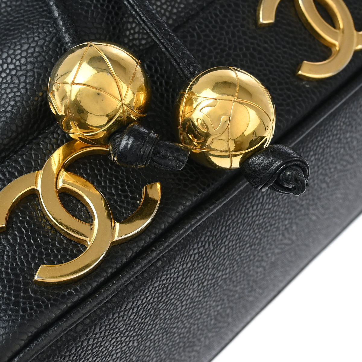 Chanel Black Caviar Triple CC Drawstring Shoulder Bag