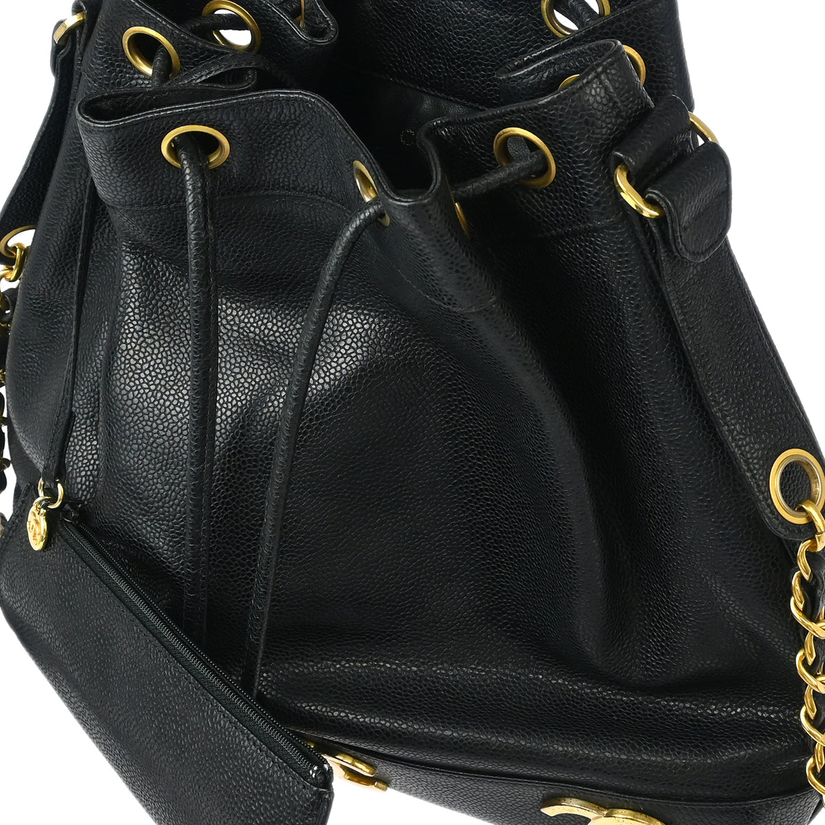 Chanel Black Caviar Triple CC Drawstring Shoulder Bag