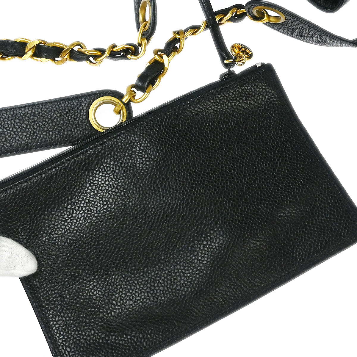 Chanel Black Caviar Triple CC Drawstring Shoulder Bag
