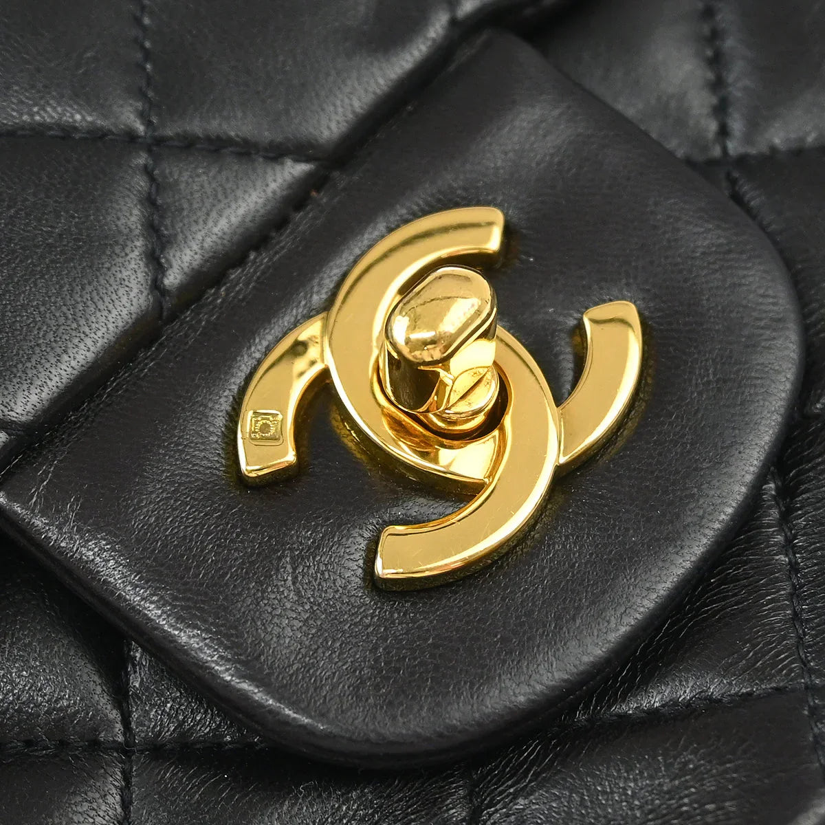Chanel 1991-1994 Black Lambskin Small Classic Double Flap Shoulder Bag