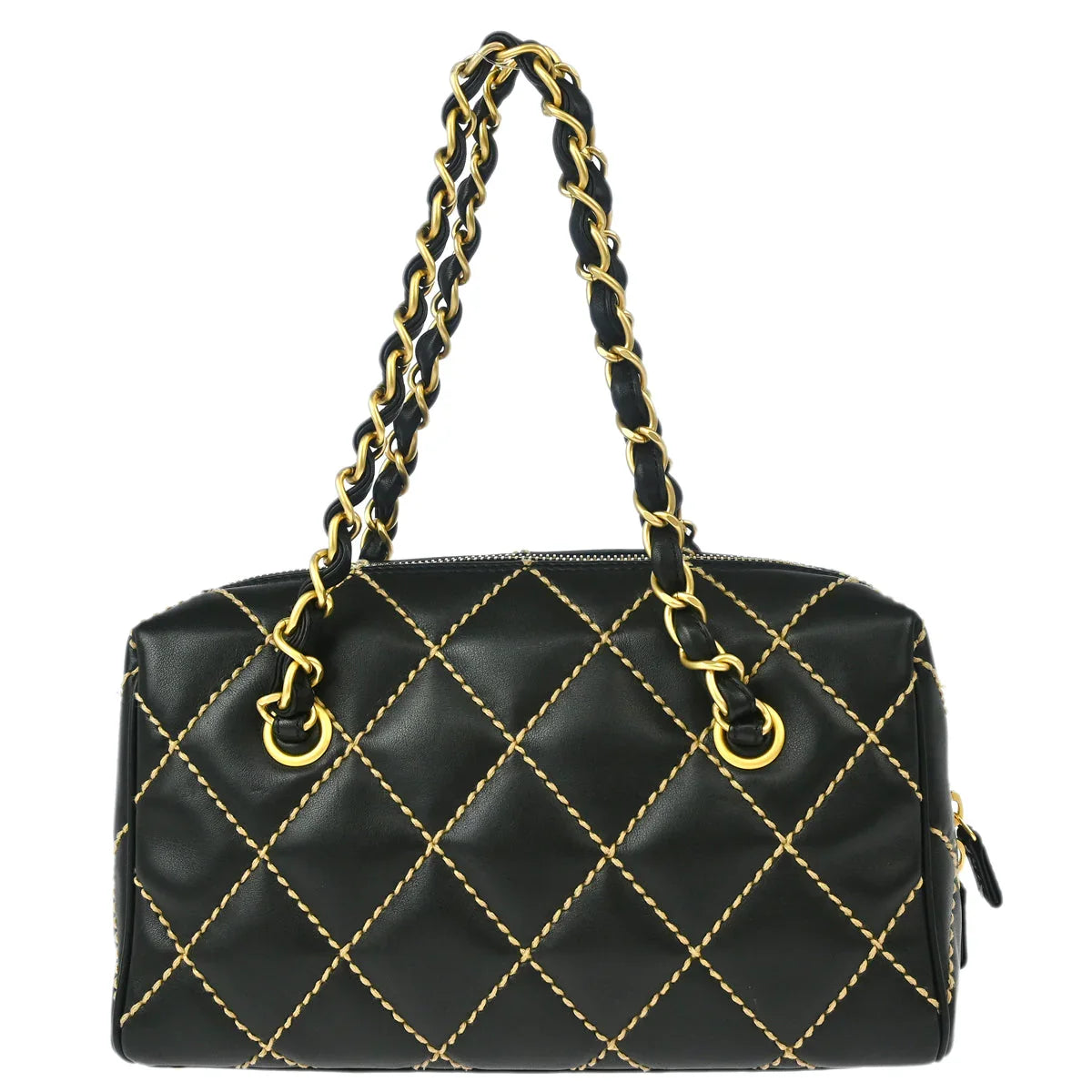 Chanel 2003-2004 Black Calfskin Wild Stitch Handbag