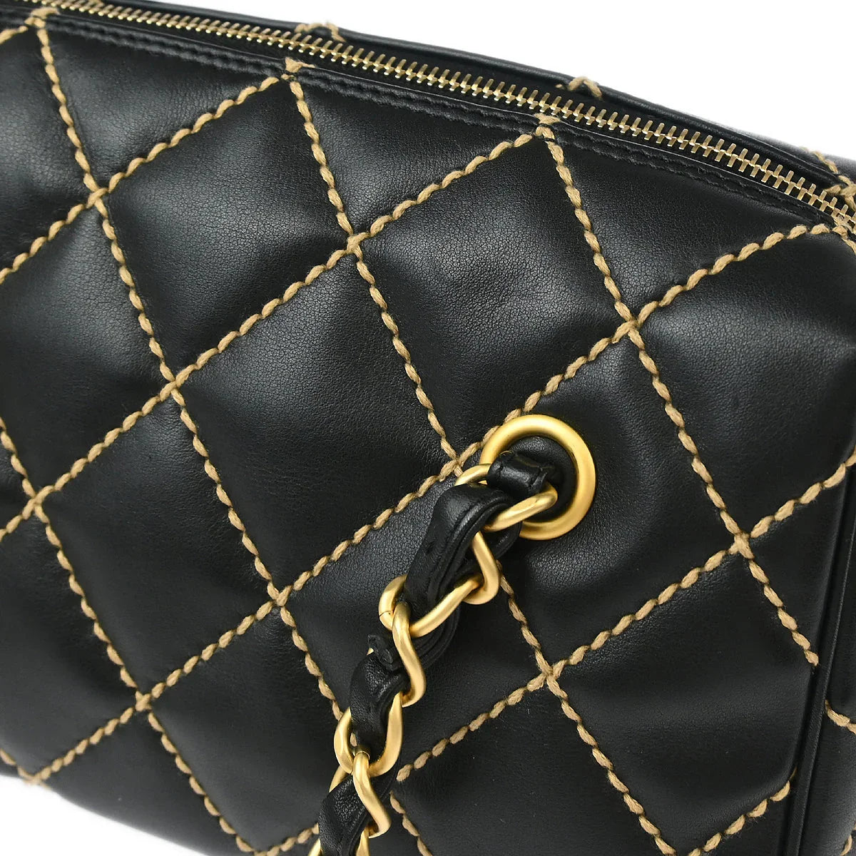 Chanel 2003-2004 Black Calfskin Wild Stitch Handbag
