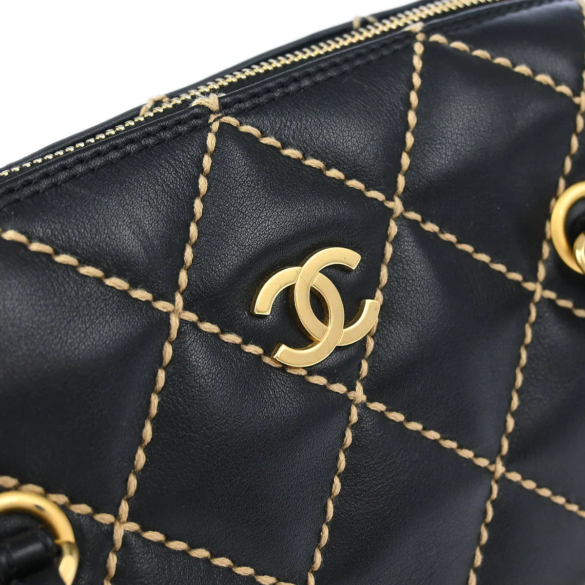 Chanel 2003-2004 Black Calfskin Wild Stitch Handbag
