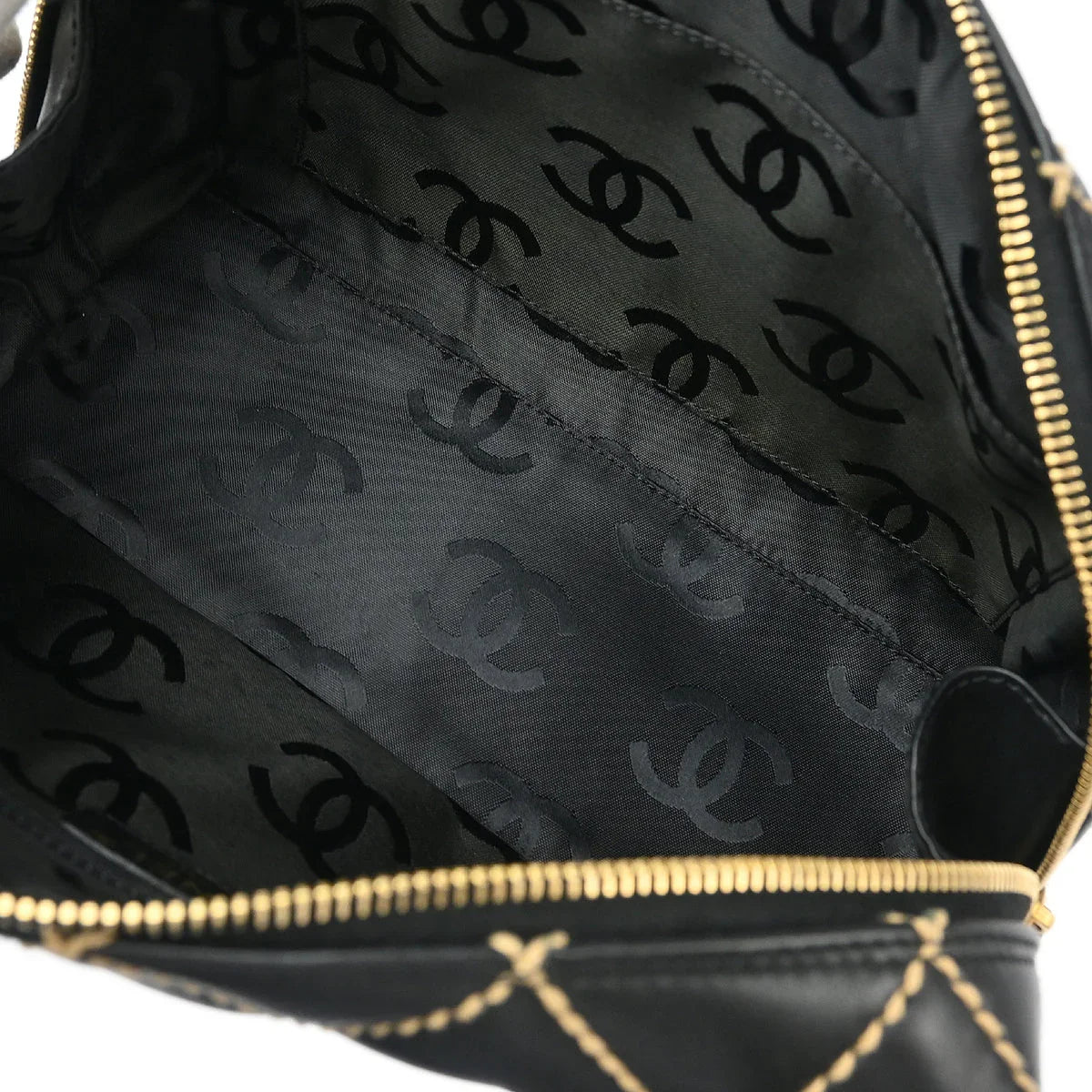 Chanel 2003-2004 Black Calfskin Wild Stitch Handbag