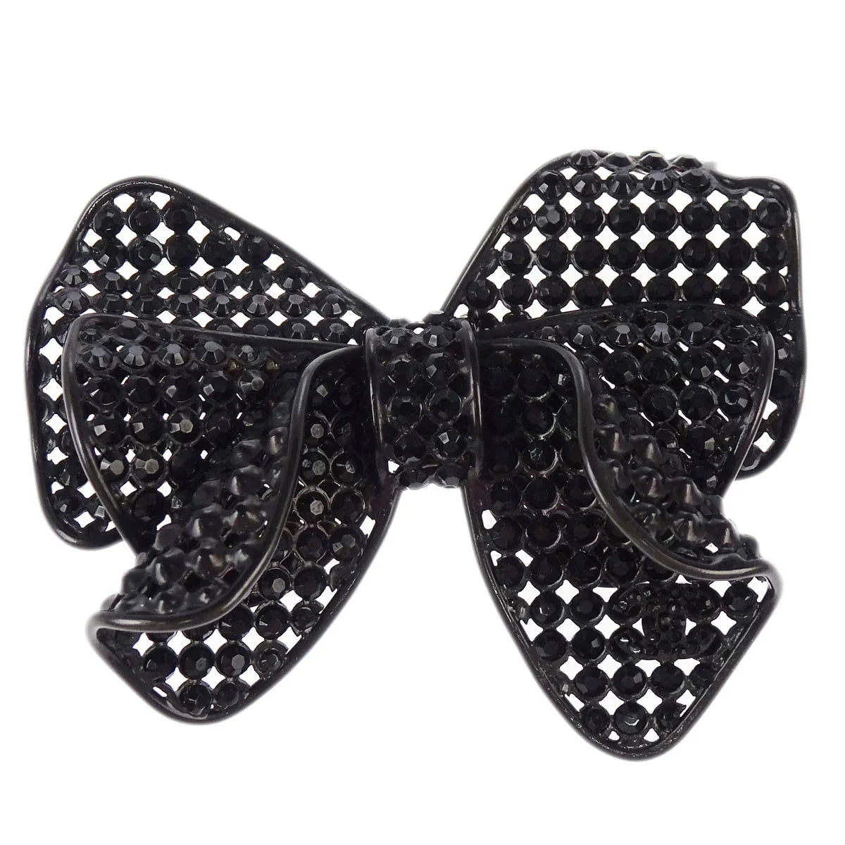 Chanel Bow Brooch Pin Black 09C