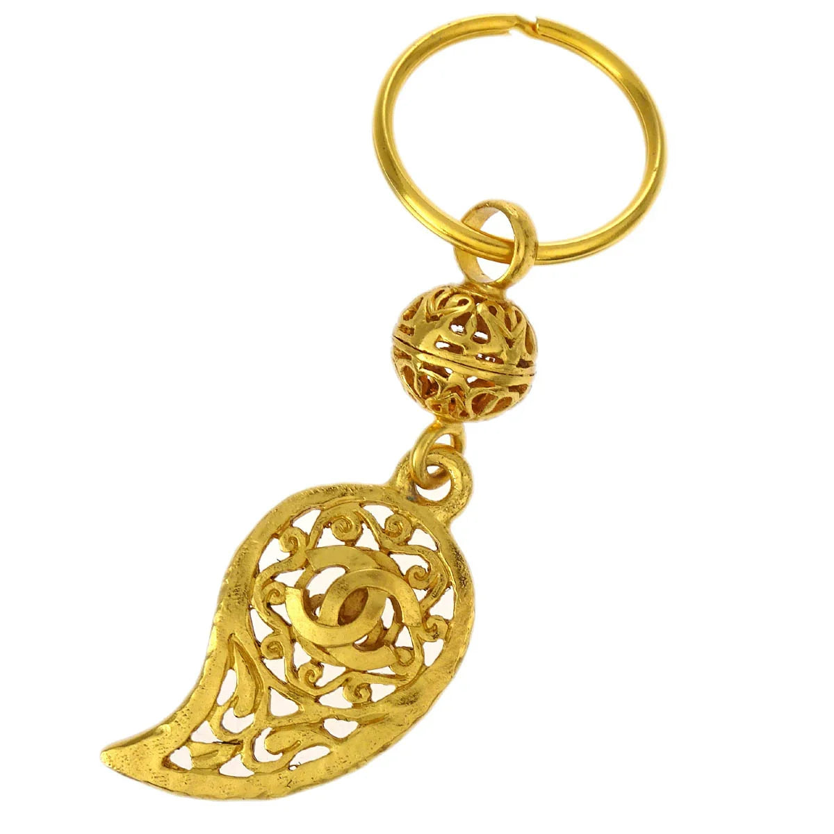 Chanel Gold Key Holder Bag Charm Paisley Small Good 95A