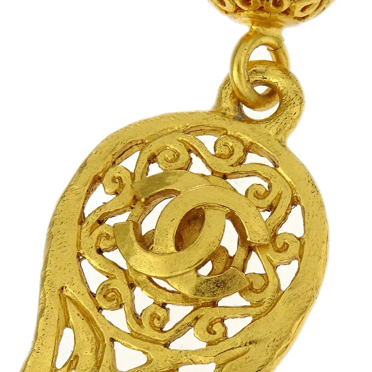 Chanel Gold Key Holder Bag Charm Paisley Small Good 95A