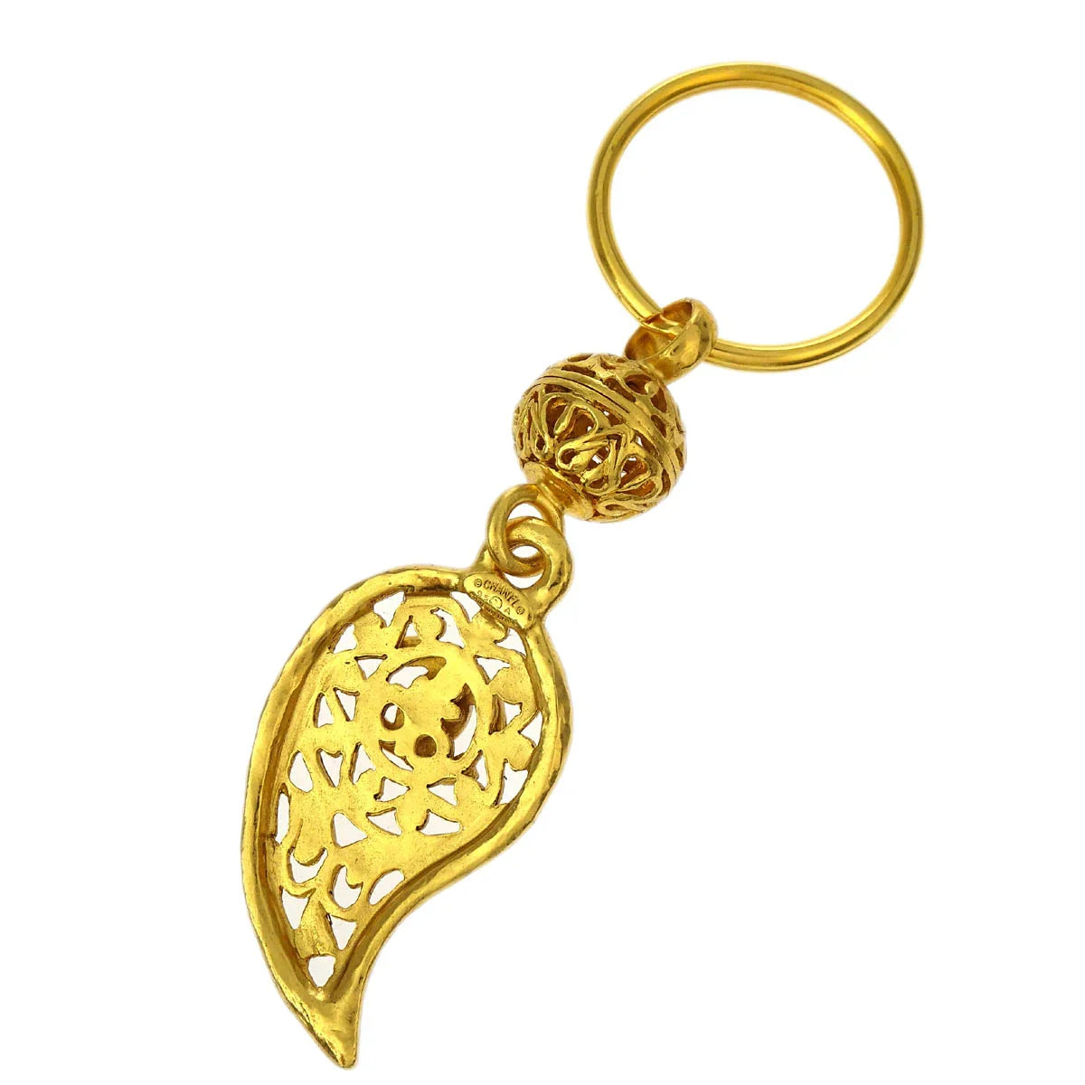 Chanel Gold Key Holder Bag Charm Paisley Small Good 95A