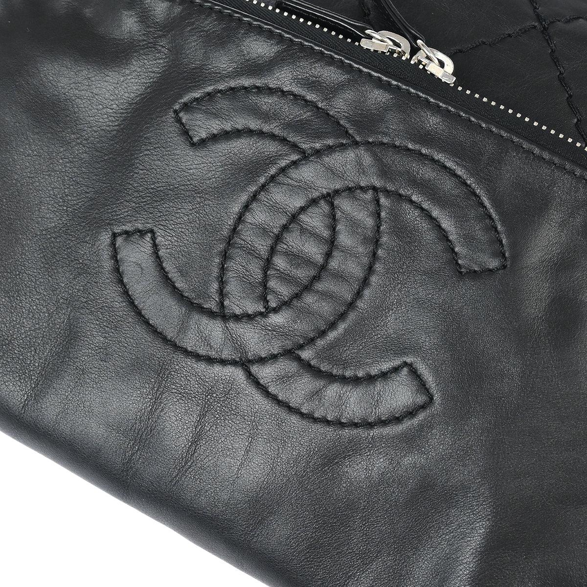 Chanel 2006-2008 Black Calfskin Expandable Flap Handbag