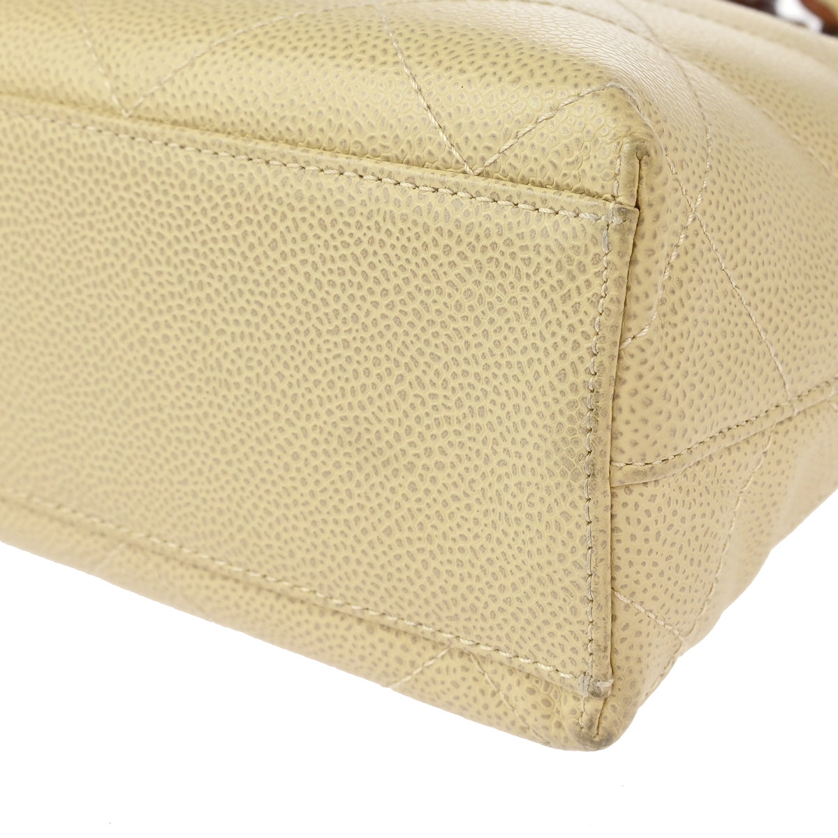 Chanel 2000-2002 Off-white Caviar Chain Tote Bag