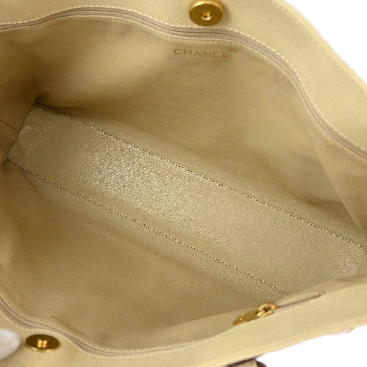 Chanel 2000-2002 Off-white Caviar Chain Tote Bag