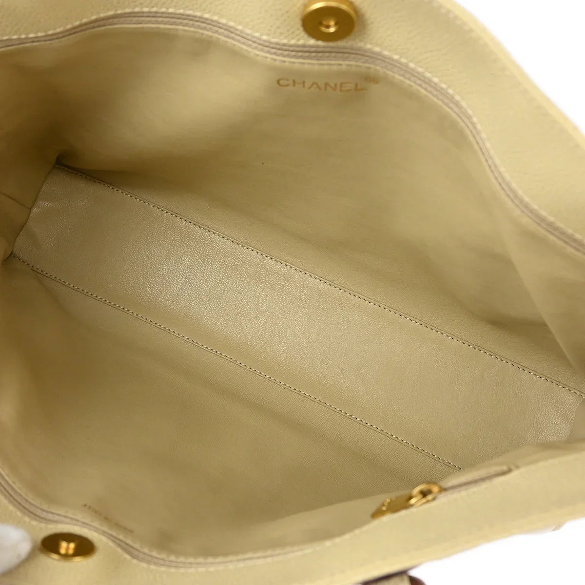 Chanel 2000-2002 Off-white Caviar Chain Tote Bag