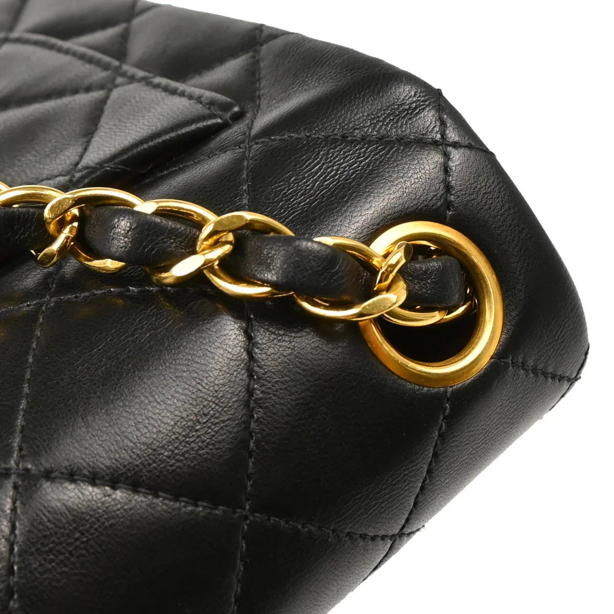 Chanel 1991-1994 Black Lambskin Mini Classic Square Flap Shoulder Bag