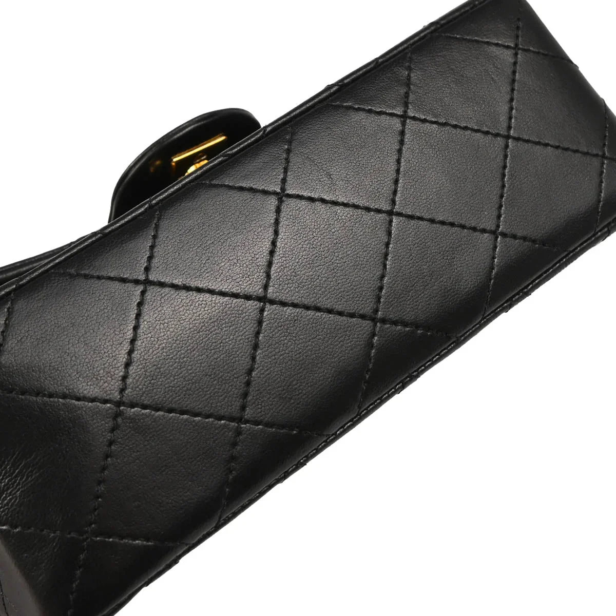 Chanel 1986-1988 Black Lambskin Mini Classic Square Flap Shoulder Bag