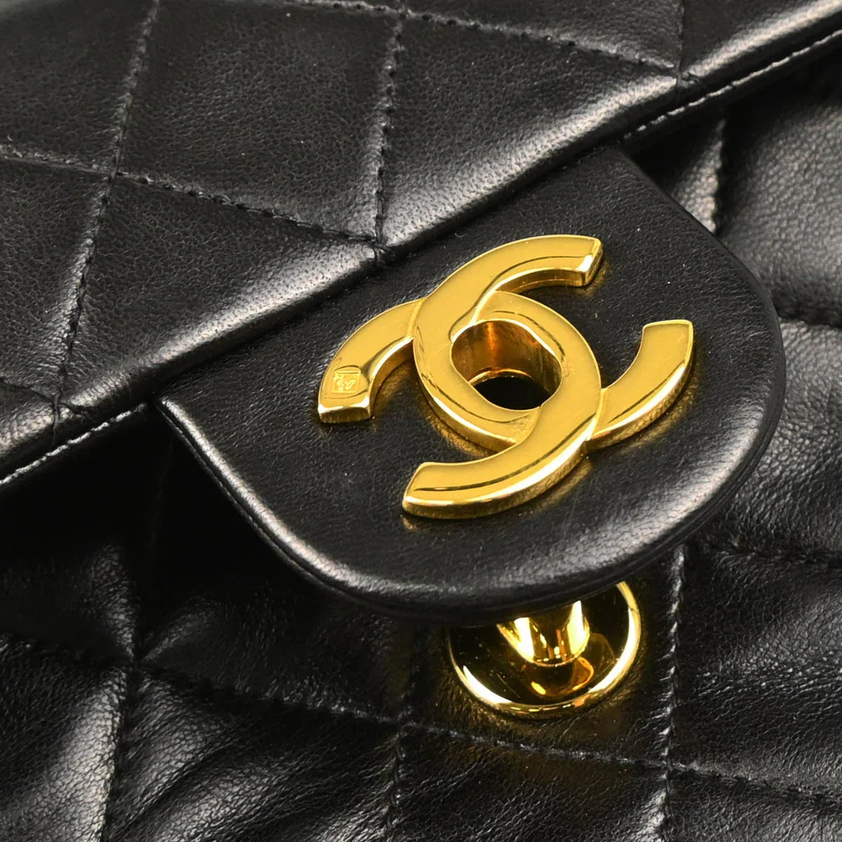 Chanel 1994-1996 Black Lambskin Mini Classic Square Flap Shoulder Bag