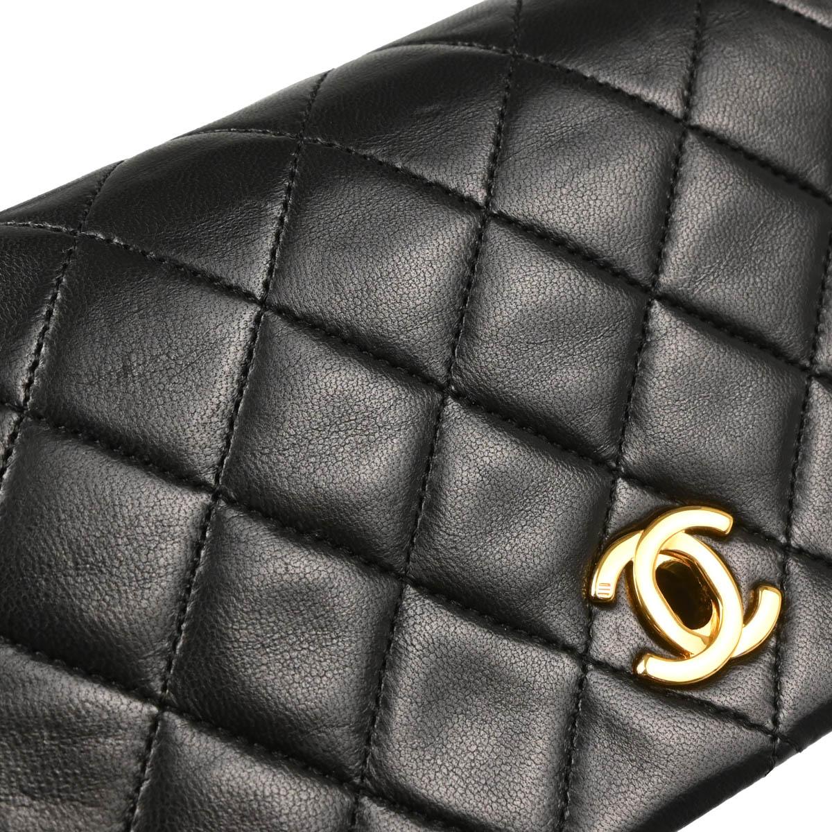 Chanel 1989-1991 Black Lambskin Turnlock Mini Full Flap Shoulder Bag
