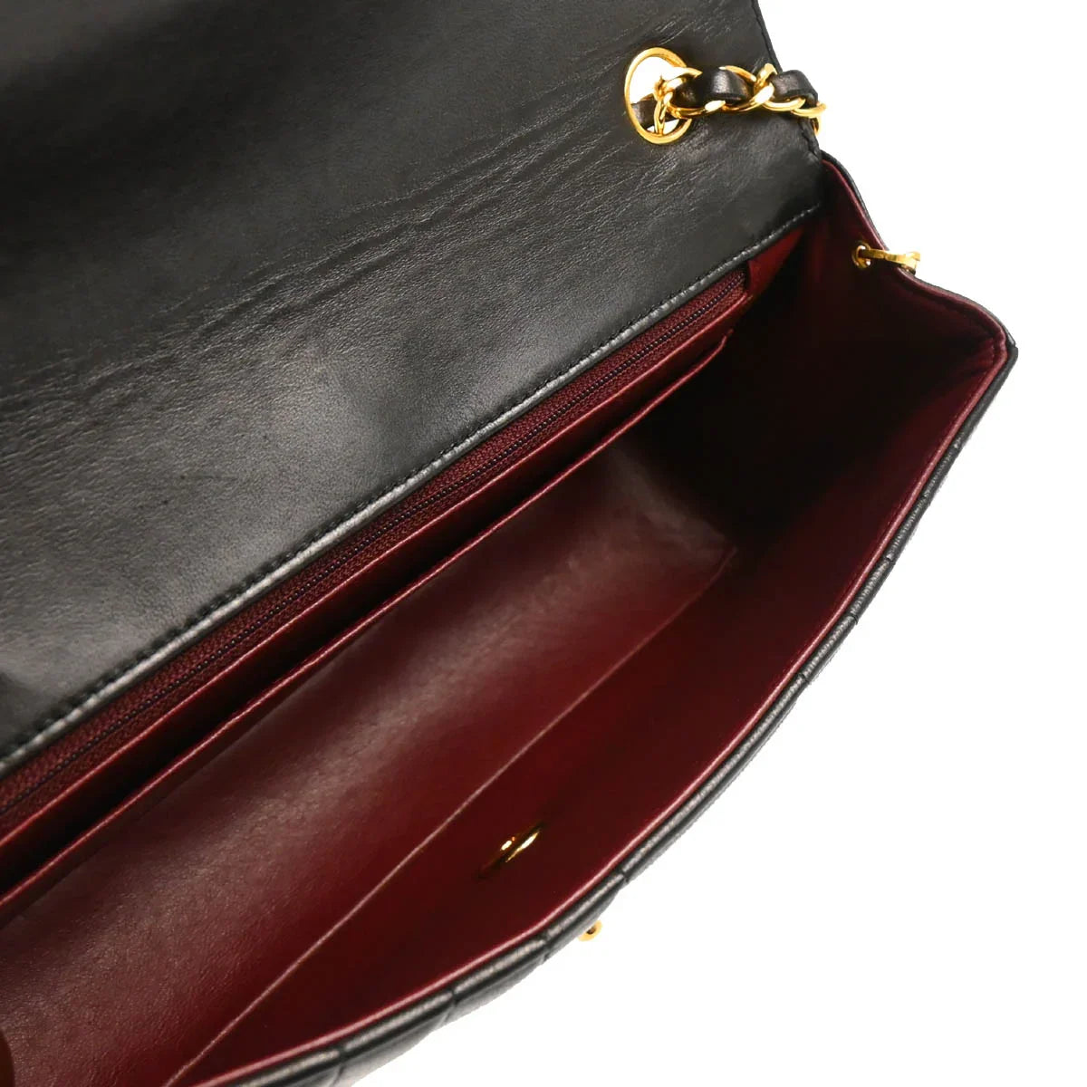 Chanel 1991-1994 Black Lambskin Mademoiselle Single Flap Shoulder Bag